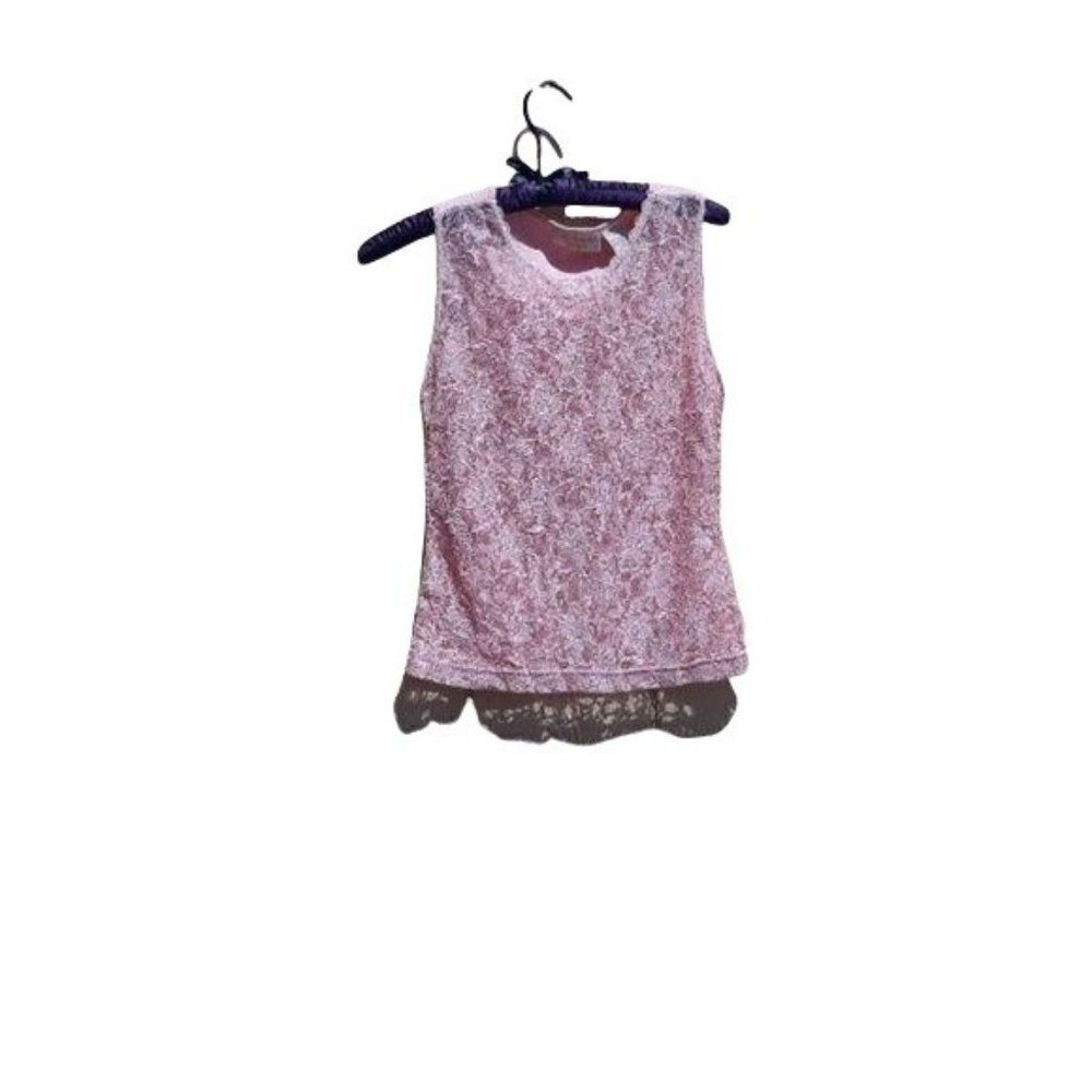 Vintage Victoria's Secret Floral Lace See Through Baby Pink Shell Top Sz S - Picture 7 of 7